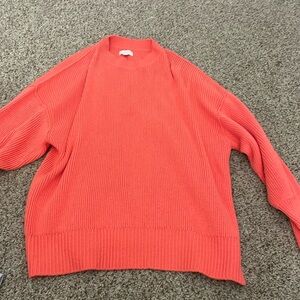 coral sweater, long